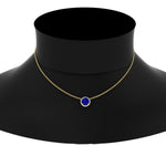 Load image into Gallery viewer, round-halo-sapphire-1-carat-necklace-in-FDPD10984GSABL-1.00CT-NL-YG-CS
