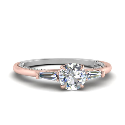 Multi Tone Gold Round Lab Grown Engagement Ring