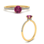 Load image into Gallery viewer, round-pink-sapphire-and-halo-engagement-ring-in-yellow-gold-FD9168RORGSADRPI-NL-YG-GS.jpg