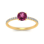 Load image into Gallery viewer, round-pink-sapphire-and-halo-engagement-ring-in-yellow-gold-FD9168RORGSADRPI-NL-YG-GS.jpg