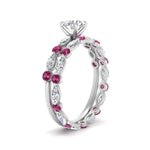 Load image into Gallery viewer, round-pink-sapphire-floating-marquise-accent-ring-with-eternity-wedding-band-in-white-gold-FDEWB9398ROGSADRPIANGEL2-NL-WG.jpg?v=1758802259
