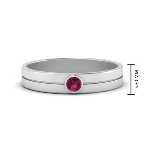 Round Inlay High Polish Mens Engagement Ring
