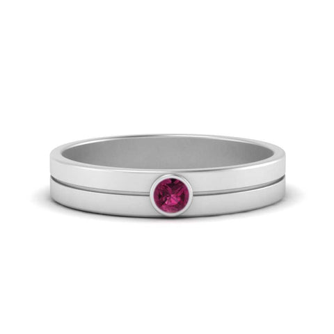 Round Inlay High Polish Mens Engagement Ring