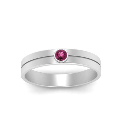 Round Inlay High Polish Mens Engagement Ring
