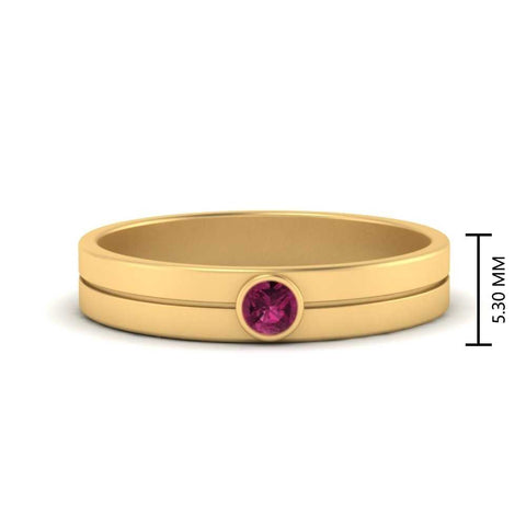 Round Inlay High Polish Mens Engagement Ring