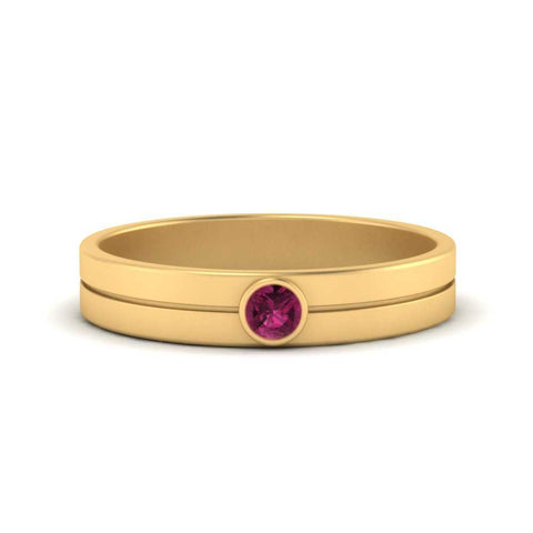 Round Inlay High Polish Mens Engagement Ring