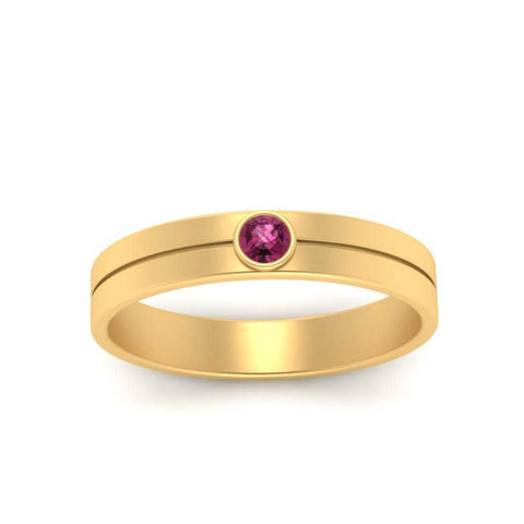 Round Inlay High Polish Mens Engagement Ring