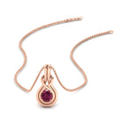 Load image into Gallery viewer, round-pink-sapphire-solitaire-infinity-knot-pendant-in-rose-gold
