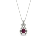 Load image into Gallery viewer, round-pink-sapphire-solitaire-infinity-knot-pendant-in-white-gold
