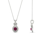 Load image into Gallery viewer, round-pink-sapphire-solitaire-infinity-knot-pendant-in-white-gold

