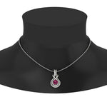 Load image into Gallery viewer, round-pink-sapphire-solitaire-infinity-knot-pendant-in-white-gold
