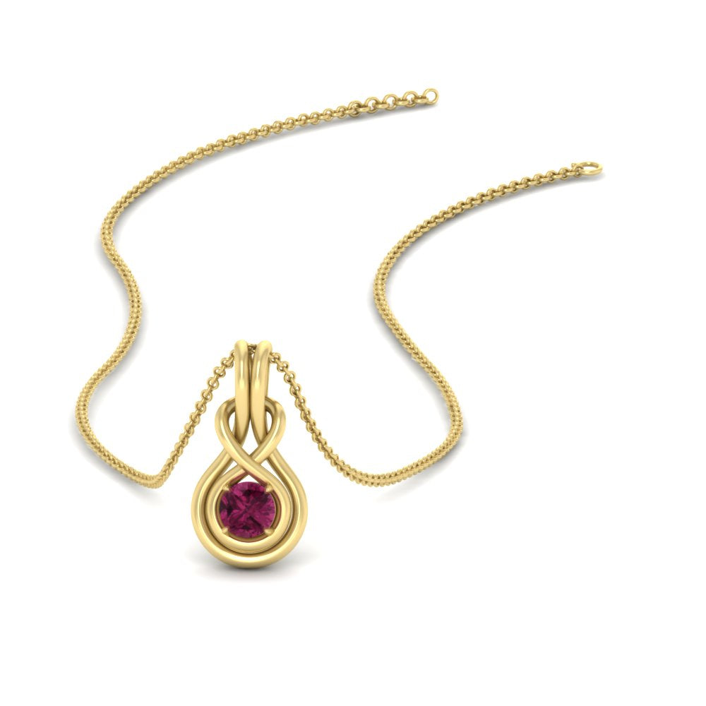 round-pink-sapphire-solitaire-infinity-knot-pendant-in-yellow-gold