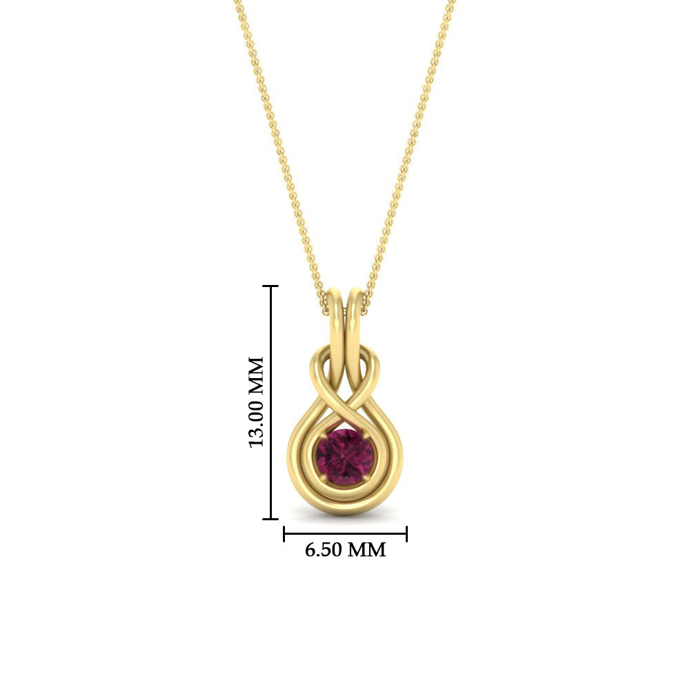 round-pink-sapphire-solitaire-infinity-knot-pendant-in-yellow-gold