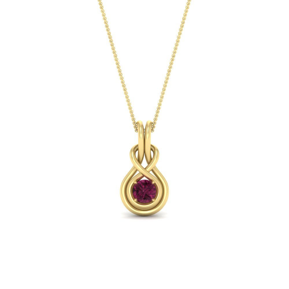round-pink-sapphire-solitaire-infinity-knot-pendant-in-yellow-gold