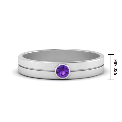 Round Inlay High Polish Mens Engagement Ring