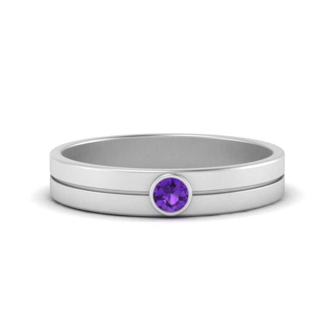 Round Inlay High Polish Mens Engagement Ring