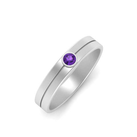 Round Inlay High Polish Mens Engagement Ring