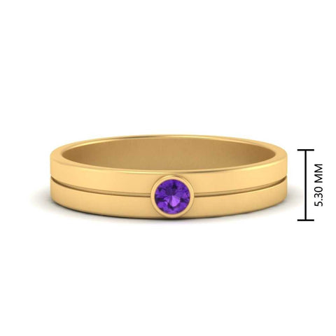 Round Inlay High Polish Mens Engagement Ring