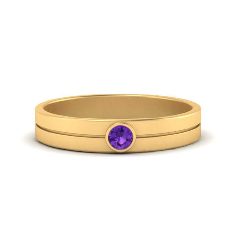 Round Inlay High Polish Mens Engagement Ring