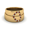 Load image into Gallery viewer, round-red-ruby-wedding-band-with-white-diamond-in-14K-yellow-gold-FD1144BGRUDR-NL-YG.jpg