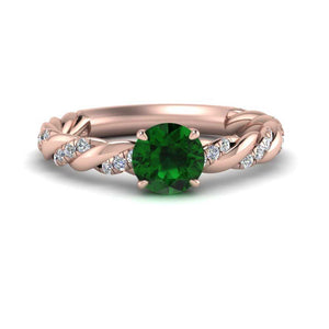 Round Rope Gemstone Engagement Ring