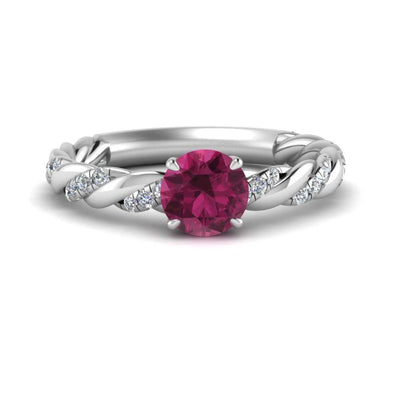 Round Rope Gemstone Engagement Ring