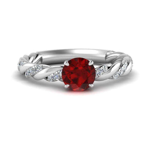 Round Rope Gemstone Engagement Ring