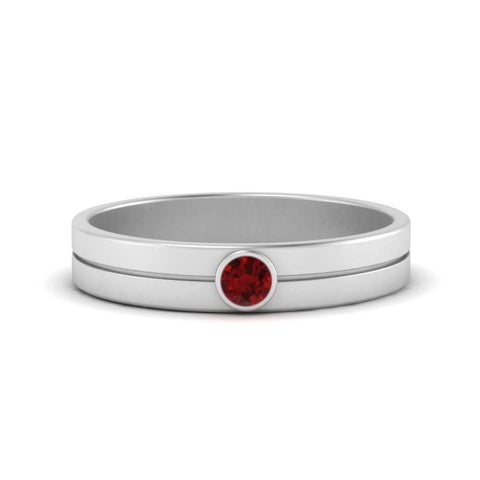 Round Inlay High Polish Mens Engagement Ring