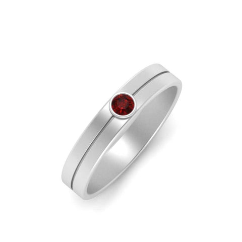 Round Inlay High Polish Mens Engagement Ring
