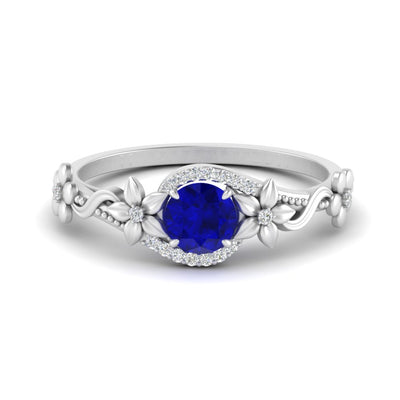 0.50 Ct Round Flower Gemstone Engagement Ring