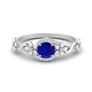 0.50 Ct Round Flower Gemstone Engagement Ring