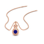 Load image into Gallery viewer, round-sapphire-solitaire-infinity-knot-pendant-in-rose-gold
