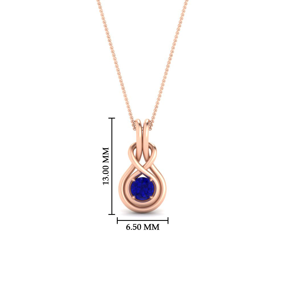 round-sapphire-solitaire-infinity-knot-pendant-in-rose-gold