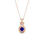Load image into Gallery viewer, round-sapphire-solitaire-infinity-knot-pendant-in-rose-gold
