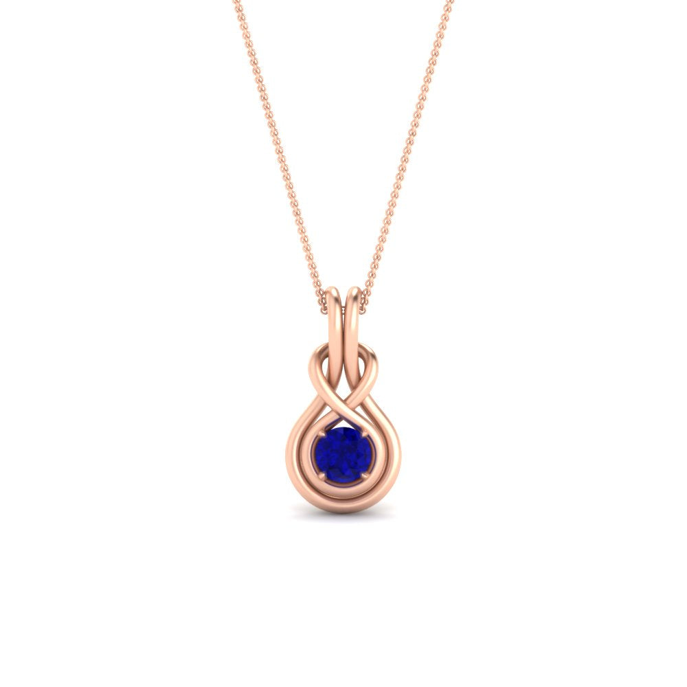 round-sapphire-solitaire-infinity-knot-pendant-in-rose-gold