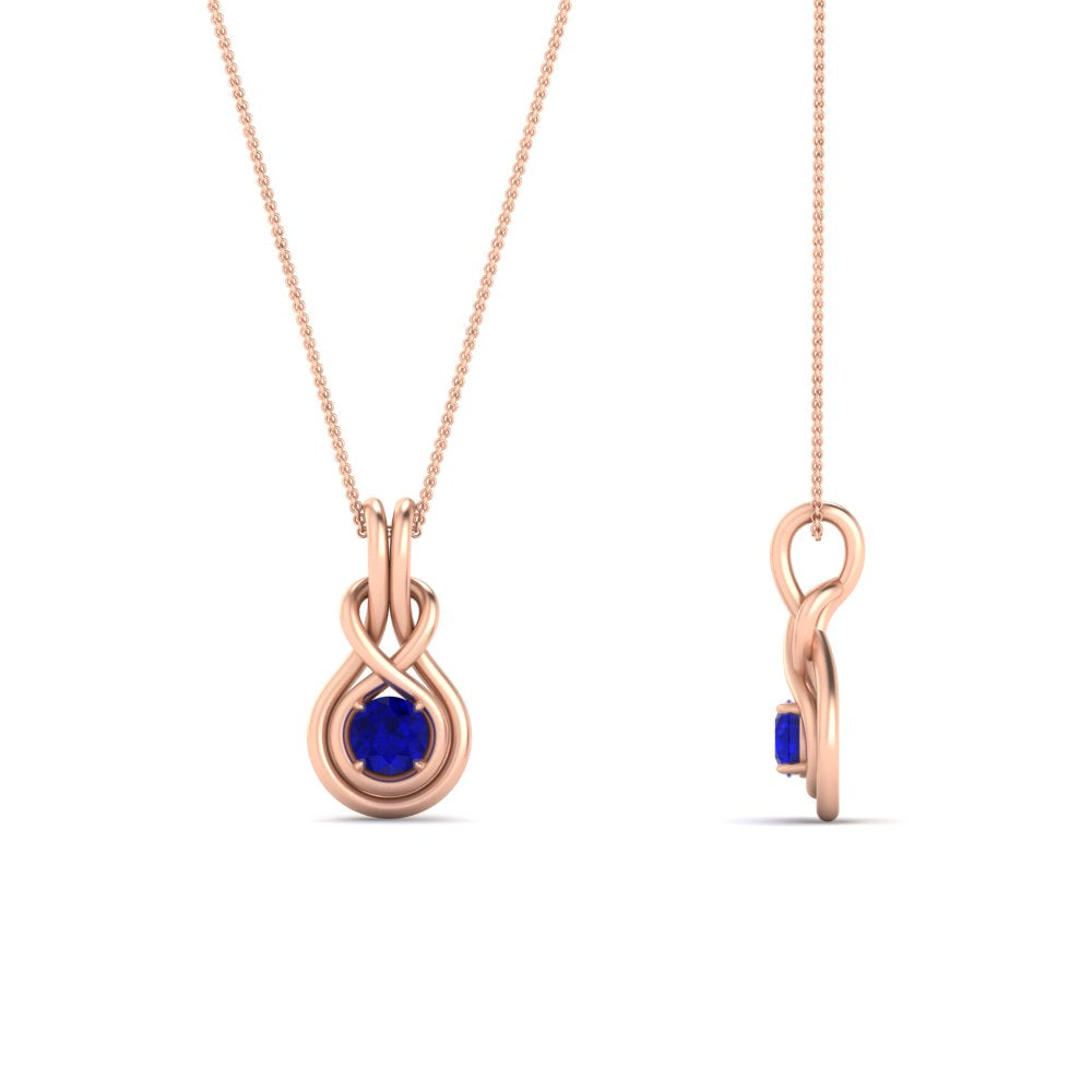 round-sapphire-solitaire-infinity-knot-pendant-in-rose-gold