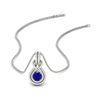 Load image into Gallery viewer, round-sapphire-solitaire-infinity-knot-pendant-in-white-gold

