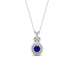 Load image into Gallery viewer, round-sapphire-solitaire-infinity-knot-pendant-in-white-gold
