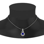 Load image into Gallery viewer, round-sapphire-solitaire-infinity-knot-pendant-in-white-gold
