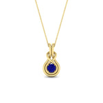 Load image into Gallery viewer, round-sapphire-solitaire-infinity-knot-pendant-in-yellow-gold
