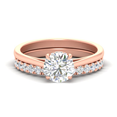 Round Secret Halo Lab Grown Ring with Half Eternity Band