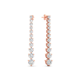 Graduated Round Diamond Drop Earrings