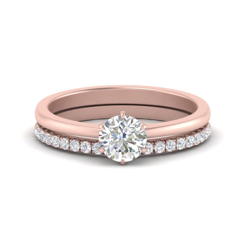 Round Solitaire Ring With Diamond Band
