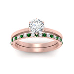 Load image into Gallery viewer, round-solitaire-engagement-ring-with-emerald-band-in-FD9334ROGEMGRANGLE3-NL-RG-B1
