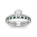 Load image into Gallery viewer, round-solitaire-engagement-ring-with-emerald-band-in-FD9334ROGEMGRANGLE3-NL-WG-B1
