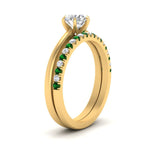 Load image into Gallery viewer, round-solitaire-engagement-ring-with-emerald-band-in-FD9334ROGEMGRANGLE3-NL-YG-B1
