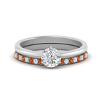 Load image into Gallery viewer, round-solitaire-engagement-ring-with-orange-sapphire-band-in-FD9334ROGSAORANGLE3-NL-WG-B1
