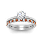 Load image into Gallery viewer, round-solitaire-engagement-ring-with-orange-sapphire-band-in-FD9334ROGSAORANGLE3-NL-WG-B1
