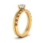 Load image into Gallery viewer, round-solitaire-engagement-ring-with-orange-sapphire-band-in-FD9334ROGSAORANGLE3-NL-YG-B1
