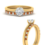 Load image into Gallery viewer, round-solitaire-engagement-ring-with-orange-sapphire-band-in-FD9334ROGSAORANGLE3-NL-YG-B1
